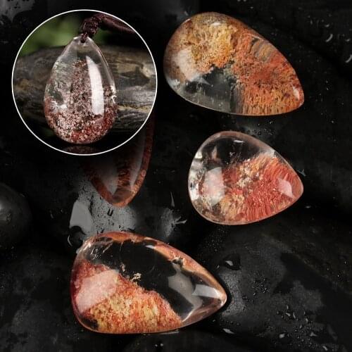 Hand-polished Process With 100% Natural Fluorite Gemstone Natural Ghost Crystal Phantom Stone Healing Ornament Pendant Quartz