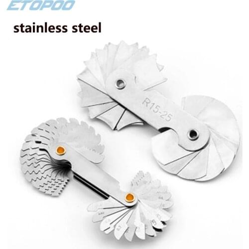 Radius template R gauge R1-6.5 7-14.5 15-25 26-80 radius gage plate fillet gaug External Internal Concave Convex Measuring tools