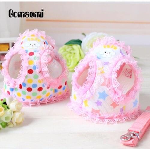 Gomaomi Cute Prited Polka or Five-Pointed Star Style Pet Dog Harness with Leash Puppy Clothes