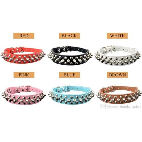 Dog collar Global Baby Pu Leather Studded Spikes MushRoom Dog Collar and Pet Matched Lead Leashes