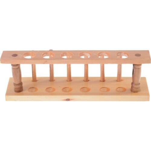 6 Holes Test Tube Rack Laborator Testing Tubes Clip Holder Stand Shelf Dropper Wood With 6 Stand Sticks Lab Supplies