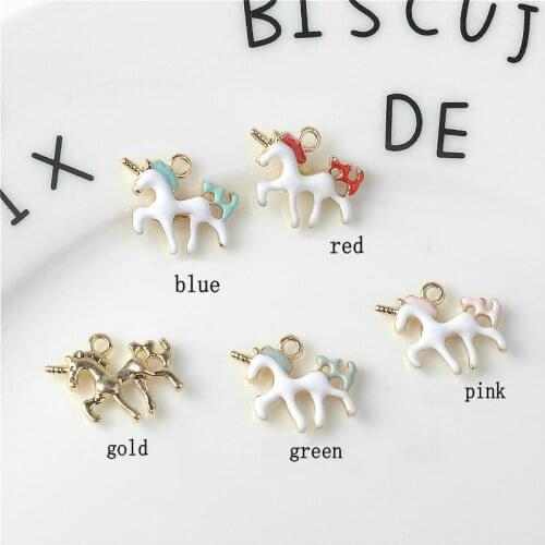 Thick enamel zamak unicorn charm pendant findings Gold color pendants jewelry making charms necklace girls children pendants