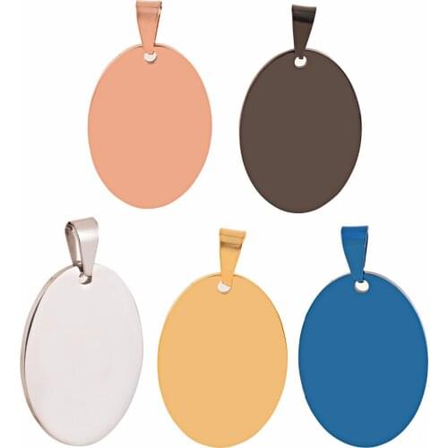 10 Pcs Unisex Jewelry Stainless Steel Customized Dog Tags Pendant Name Engraved Oval Shape Necklace Jewelry Wholesale Dropship
