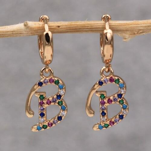 Trendy Drop Earrings Rainbow Cubic Zirconia Gold Plated Copper Earring For Women Fashion Jewelry Accessories Wedding Anniversary