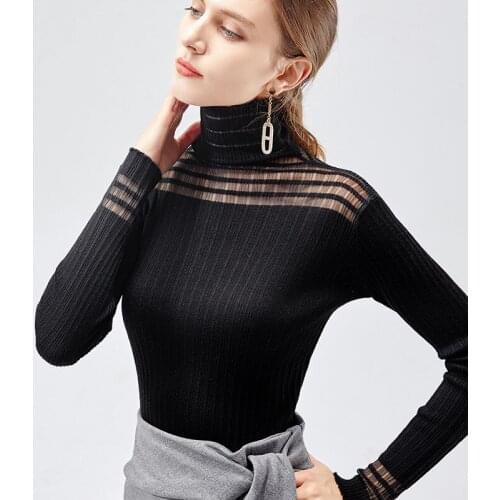 Autumn Women Ballroom Dress Elegant Black Dance Tops Latin Long Sleeve Dance T-Shirt High-Neck Waltz Performance Wear BI048