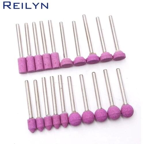 20pcs grinding bits 3mm x 6/7/10MM polishing wheel sand crystal abrasive block sanding polisher trimming bits for dremel