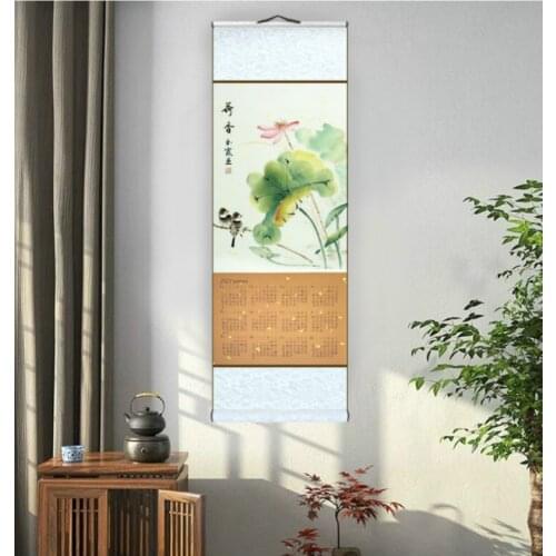 2021 Calligraphy Xuan Paper Hang Scroll Xuan Paper Wall Calendar Chinese New Year Decoration Batik Rice Paper DIY Calendar