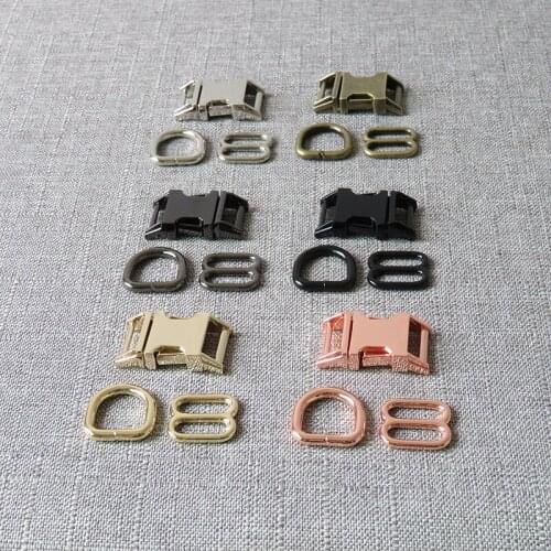 50 sets 15mm metal breakaway buckle straps belt slider D ring connect buckle for dog collar harness sewing accessory hardware