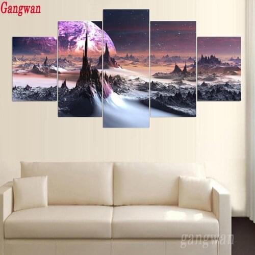 5D DIY Diamond Painting Space Galaxy 5 Panel wall Decoration Diamond Embroidery Full Square Round Drill Mosaic Handmade stickers