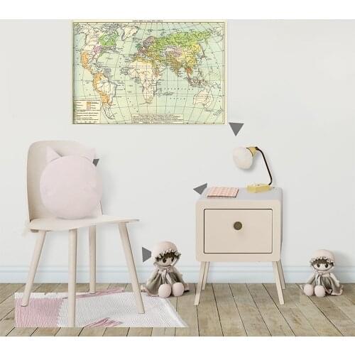 A2 Size Canvas World Map In Russia Personalized Map of The World Wall Sticker Room Home Decoration for School Office Supplies