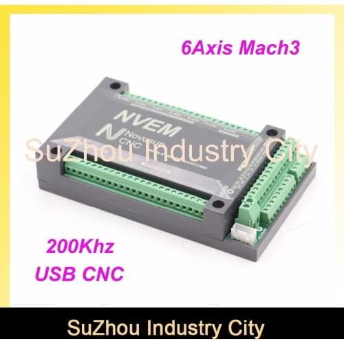 Free Shipping 6Axis MACH3 USB CNC Motion Control Card 200KHz breakout board interface adapter board Controller NVUM driver board