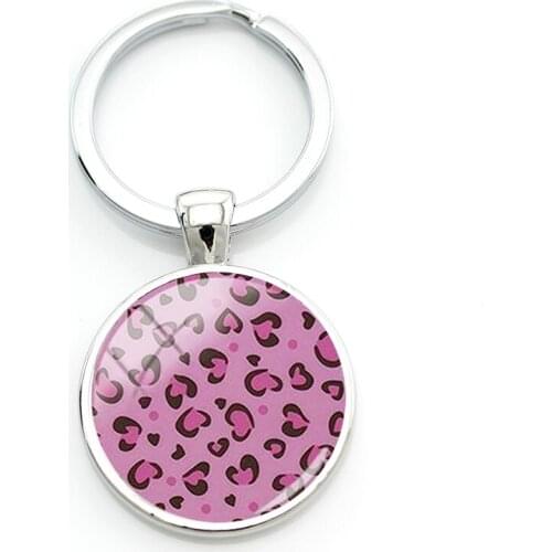 TAFREE Pink Leopard Keyrings Keychains 2021 Vintage Print Spot Pictures Silver-Plated Women Men Key Tools Lovers Jewelry