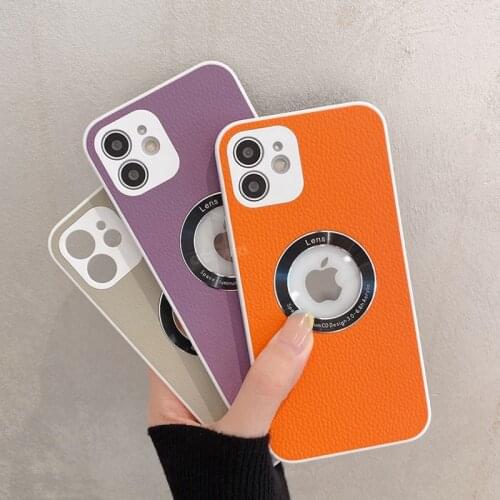 Ottwn Luxury Camera Protection Phone Case For iPhone 11 12 Pro Max X XR XS Max 7 8 Plus SE 2020 Solid Soft Leather Back Cover