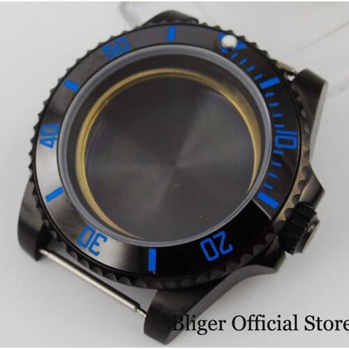 PVD Black Watch Case Fit NH35 NH35A NH36 MIYOTA 82 ETA 2836 Sapphire Glass Without Magnifier Seeing-Through Backcover