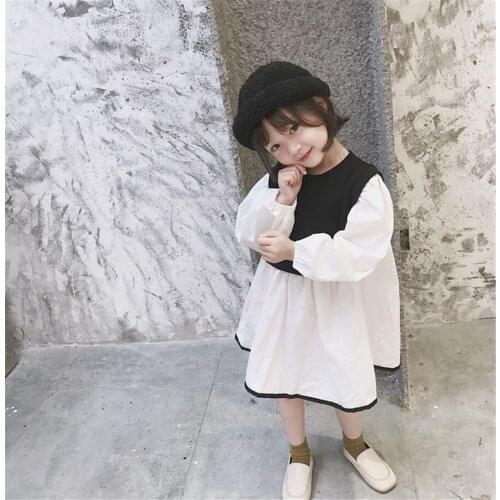 2 3 4 5 6 Years Kids Dresses for Girls Child Clothing Little Baby Girls Dress Long Sleeve Patchwork Princess Dress 19 Spring New
