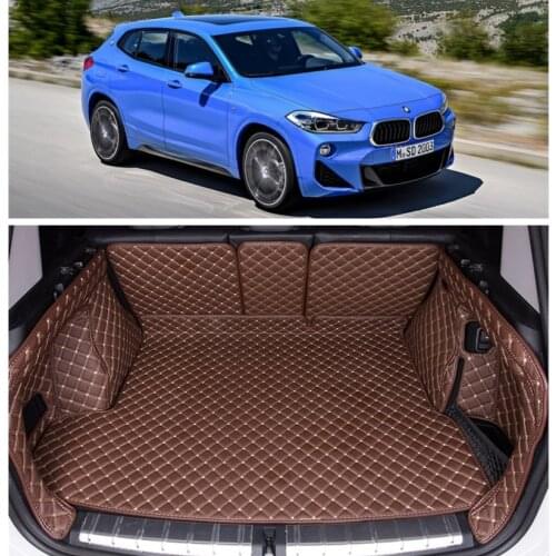 For BMW X2 F39 2018 2019 Full Rear Trunk Tray Liner Cargo Mat Floor Protector foot pad mats Embroidery Leather