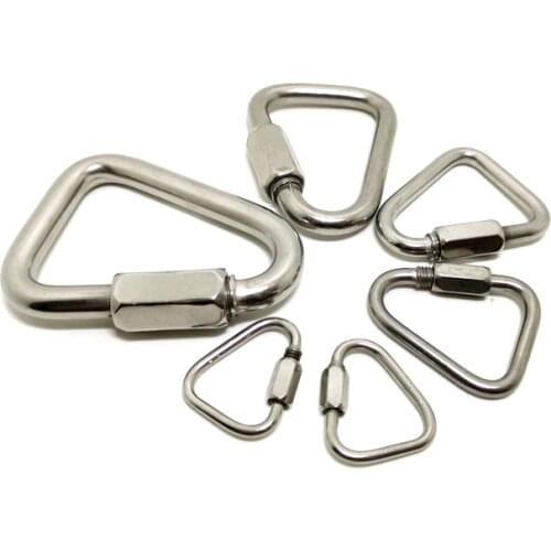 E1122 Outdoor 316 Stainless Steel Carabiner Rock Climbing Bracket Safety Triangle Closure Buckle High Load-bearing Multi-size