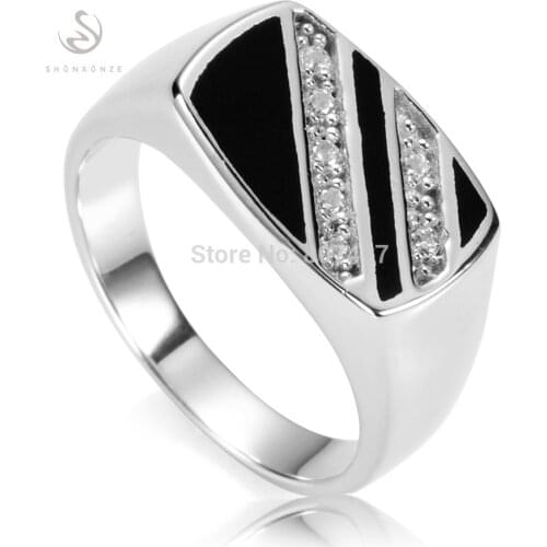 Eulonvan Vintage Male Finger 925 Sterling Silver Rings For Men Black Resin Jewelry & Accessories Dropshipping S-3777 size 6 - 13