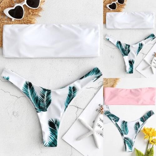 Floral Print Bikini Set Women Swimwear Push-up Padded Swimsuit Beachwear Female Thong Brazilian Bathing Suits Beachwear Biquini