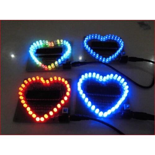 Colorful heart light Kit soldering kits Electronic diy kits for Beginners DIY Brain-training Toy