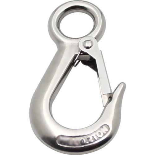 Stainless Steel Eye Lifting Hook American Type Safety Hook Rigging Accessory with Round Eye Working Load 0.2T, 0.3T, 0.5T