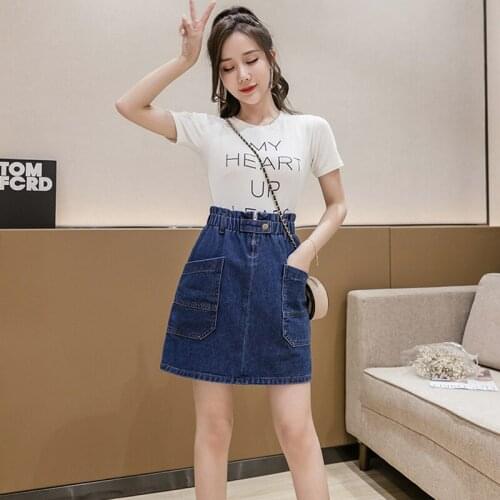 Mini Faldas Summer Clothes For Women 2021Denim Skirt Plus Size High Waist Korean Loose Jupes Tailleurs Jupes Saias 5XL A225