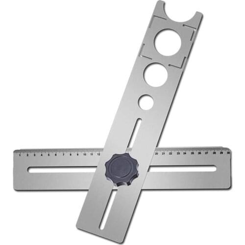 GTBL Multi-Functional Stainless Steel Ceramic Tile Hole Locator Ruler 360 degree Adjustable Punching Hand Measure Tools