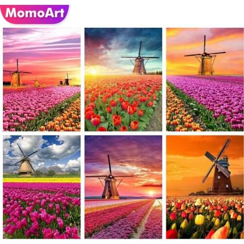 MomoArt 5D DIY Diamond Painting Windmill Mosaic Sale Diamond Embroidery Flower Landscape Cross Stitch Kit Wall Art Decorations