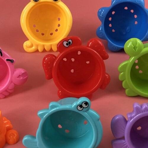 Stacking Eight Color Cups for Swimming Pool Interactive Fun Educational Tools Bathtub Toys Children Relaxing Emotion