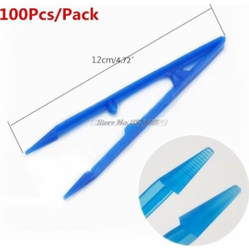 100 Pcs/pack Disposable Plastic Tweezers Set Hand Tools Set Random colors Whosale&DropShip