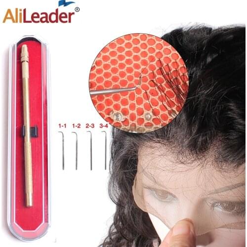 Alileader Human Hair Extensions Tool Ventilating Needles For Wig Making Profession Wig Making Kit 4 Pcs Wig Needle And Holder