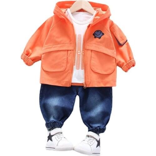 New Spring Autumn Children Casual Clothes Baby Boys Girls Hooded Jacket T Shirt Pants 3Pcs/sets Kids Hoodies Infant Sportswear
