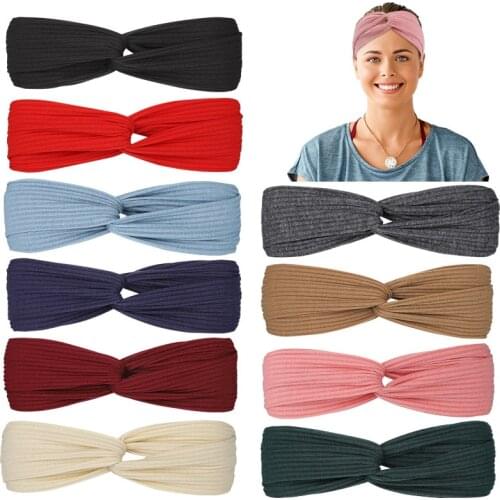 Solid Sweatband Sports Headband Knitting High Elastic Women Yoga Running Hair Bands Outdoor Sport Headwrap Fitness Sports Safety