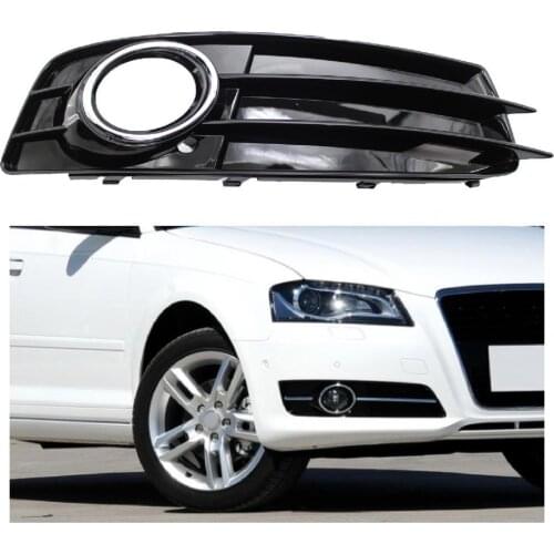 Anti-scratch Fog Lamp Cover L/R Fog Light Grille Shell Cover Replacement with Electroplating Ring for Audi A3 Sportback 8P 09-12