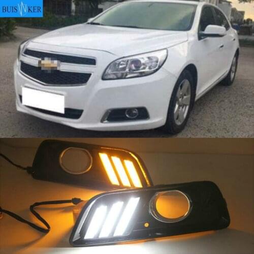 2Pcs DRL Fog Lamp For Chevrolet chevy Malibu 2011 2012 2013 2014 2015 With Yellow Signal LED Daytime Running Lights