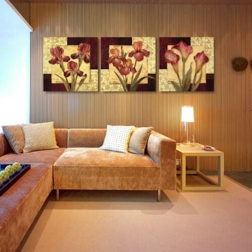 Luxury Elegant 3PCS Canvas Modern Wall Painting Abstract Flowers Home Decoration Art Picture Paint on Canvas Prints Unframed