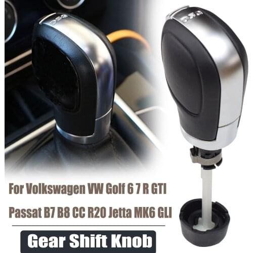 Auto ABS Leather Gear Stick Shifter Lever Knob HandBall For Volkswagen Golf 6 7 R GTI Passat B7 B8 CC R20 Jetta MK6 GLI