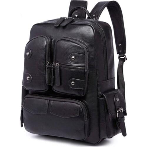 Large Capacity Mens Rivet PU Leather Backpack For Casual Men Daypacks Computer Travle Bag Schoolbag Business Luggage mochila