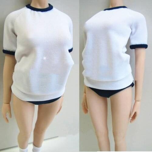 1/6 Sexy Female Figure Clothes Student Sportswear Student Sports Short Sleeve Briefs Stocking Accessory Model for 12'' Body