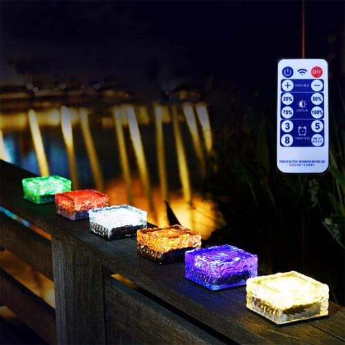 Solar Garden Ice Brick Light Outdoor Courtyard Landscape Decoration Square Lawn Underground Warm White Colorful Lamp 4/6LEDs
