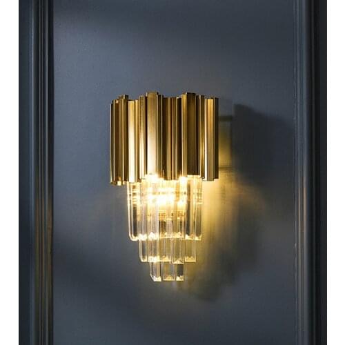 Modern Gold Luxury Crystal Wall Lamp Led Light E14 Bulbs For Bedroom Living Room Study Home Lighting Fixtures