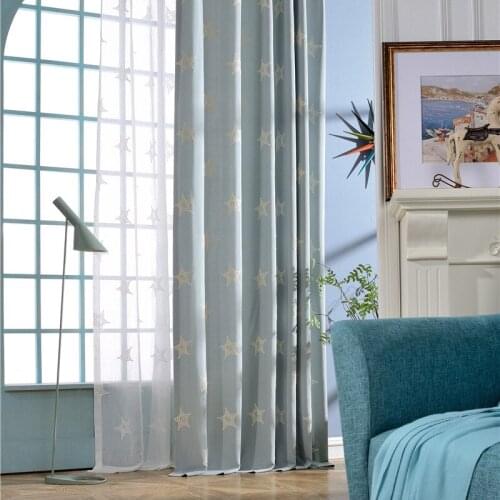 Modern Simple Environmental Protection Artificial Cotton Embroidered Curtains Living Room Bedroom Blackout Curtains Tulle Custom