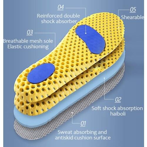Memory Foam Insoles Sport Support Running Insert Mesh Deodorant Breathable Cushion For Feet Man Women Orthopedic Soles