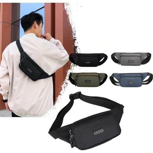 Waterproof Chest Bag For Men Black Travel Waist Bag Nylon Outdoors Sports Crossbody Pouch Boy Phone Pouch Cycling Belt Bags
