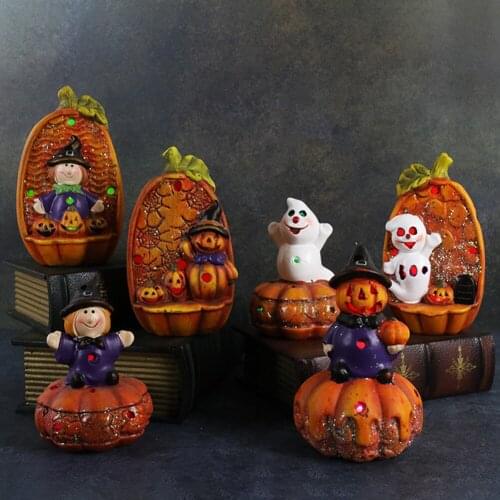 Pumpkin Witch Ghost LED Lantern Halloween Decoration Creative Holiday Bar Party Home Table Lighting Lamps Props
