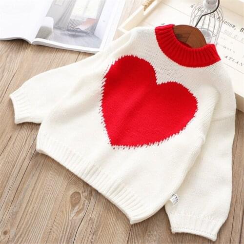 Dulce Amor Girls Sweater Kids Soft Knitting Pullover Autumn Winter Children Crochet Love Heart Knitted Blouse Baby Girls Clothes