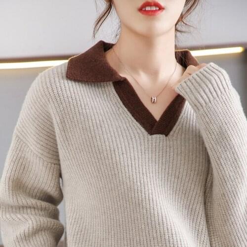 Autumn and winter new sweater women doll collar thick pullover sweater wool long-sleeved sweater loose top cashmere sweater