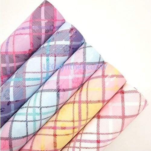 1PC 21X29CM Tartan Printed Faux Leather Fabric, Synthetic Leather Fabric Leather Sheets For Making Bows LEOsyntheticoDIY T326A