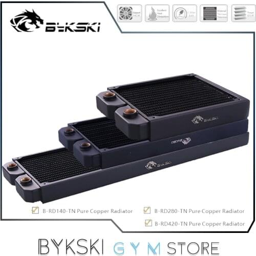 Bykski 28mm Thin Radiator Copper 140/280/420,1 Layer 16 Waterways/ 14 FPI/ 140mm Fan Computer Water Cooling Liquild Cooler Row