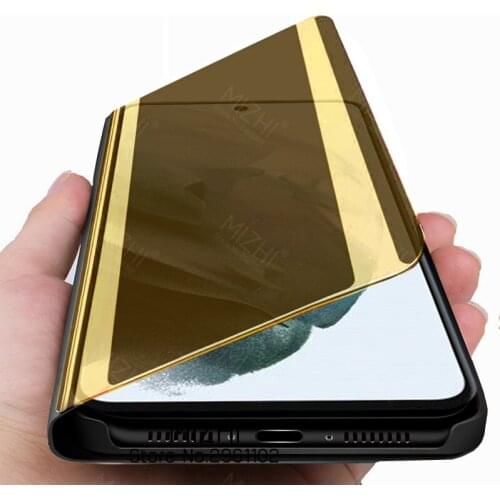 Smart mirror filp phone case for samsung s21 fe cases cover for samsung galaxy s 21 fe s21fe magnetic stand coque fundas